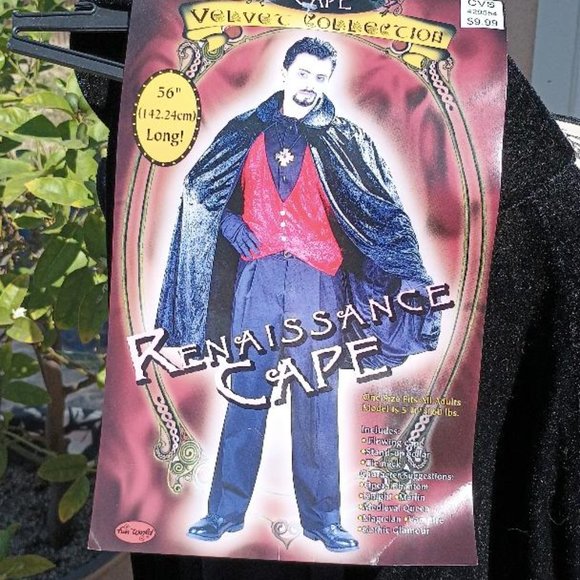❤️4 for $20 Black Adult Renaissance Velvet Vampire Halloween Cape Full Length - Picture 2 of 3